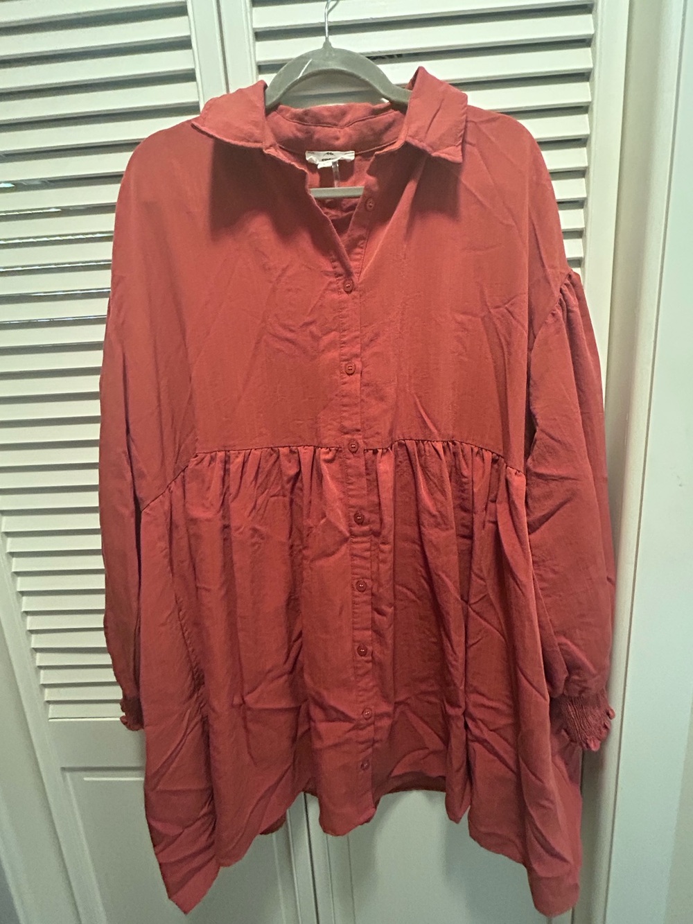 entro Rust Red Peasant Tunic Dress